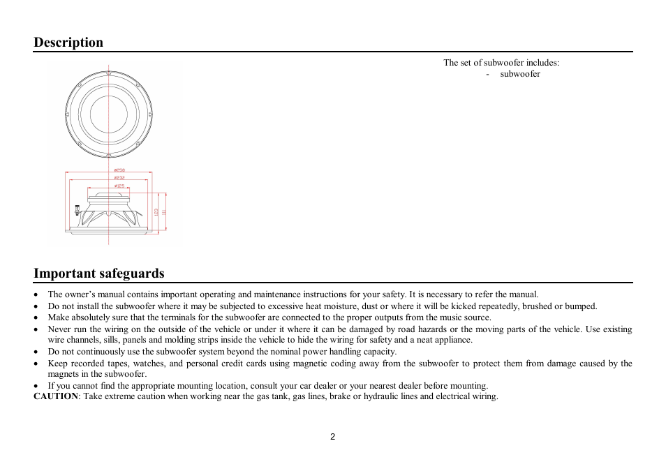 Description, Important safeguards | Hyundai H-CSP10F User Manual | Page 2 / 7