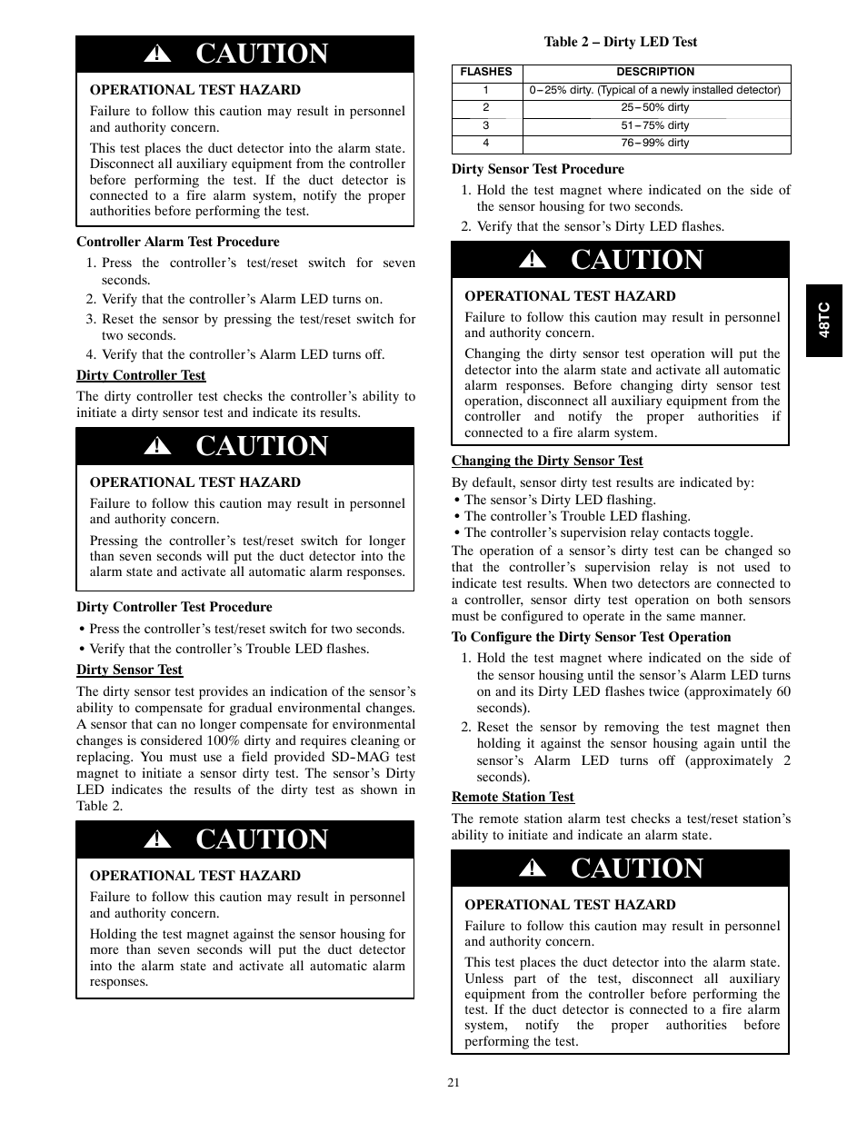 Caution | Carrier 48TC*D08 User Manual | Page 21 / 98