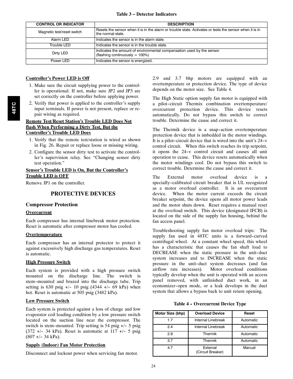 Protective devices | Carrier 48TC*D08 User Manual | Page 24 / 98