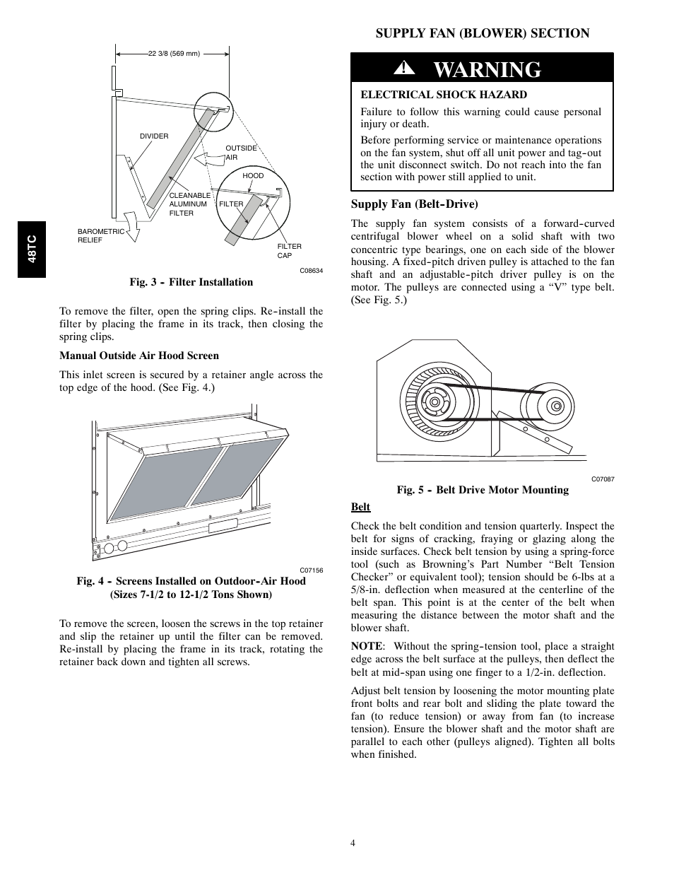 Warning | Carrier 48TC*D08 User Manual | Page 4 / 98