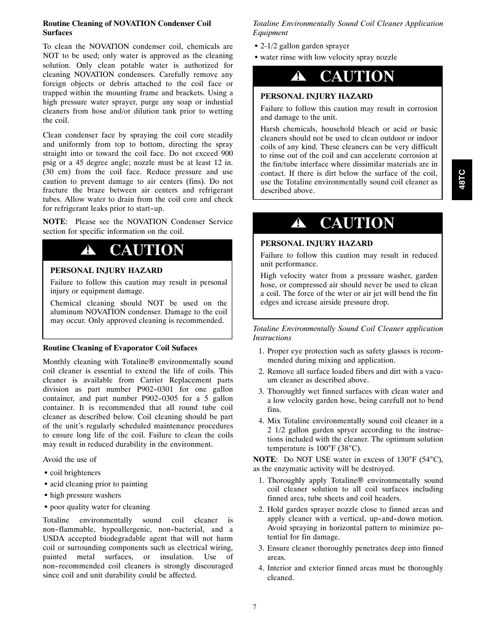 Caution | Carrier 48TC*D08 User Manual | Page 7 / 98