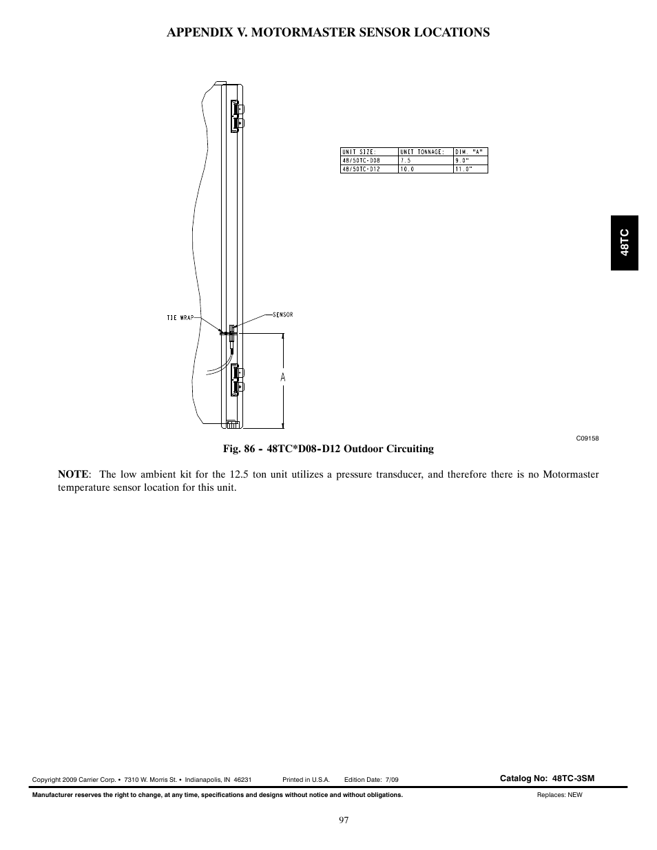 Appendix v. motormaster sensor locations | Carrier 48TC*D08 User Manual | Page 97 / 98