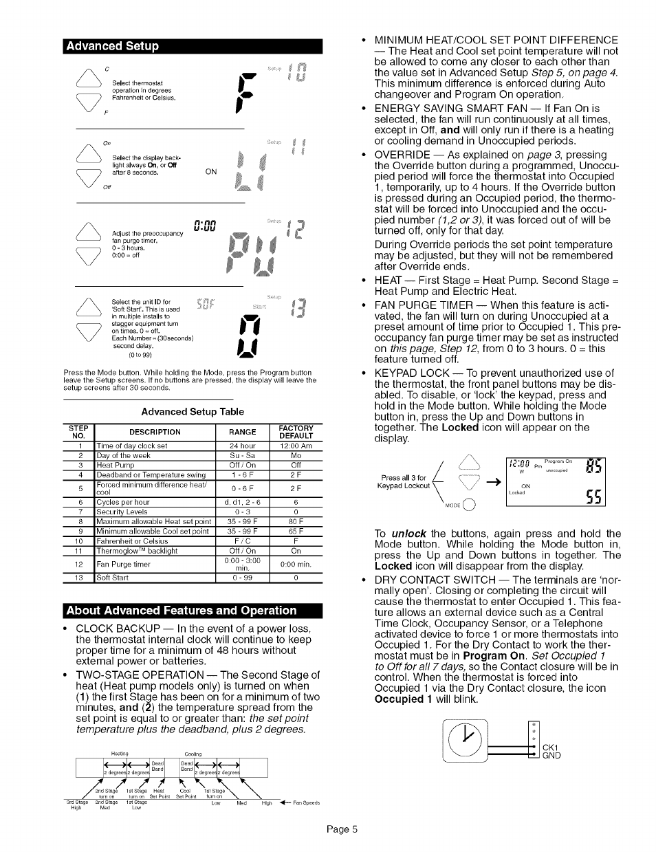 Advanced setup, About advanced features and operation | Carrier 53DFS250-SL User Manual | Page 5 / 8