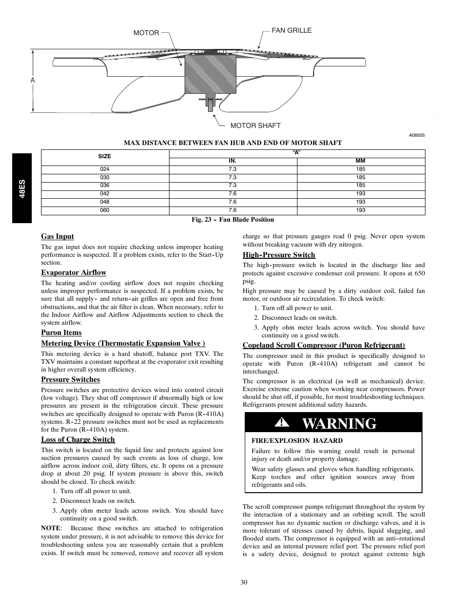 Warning | Carrier SEER 48ES User Manual | Page 30 / 36