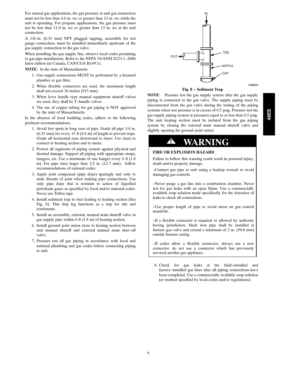 Warning | Carrier SEER 48ES User Manual | Page 9 / 36