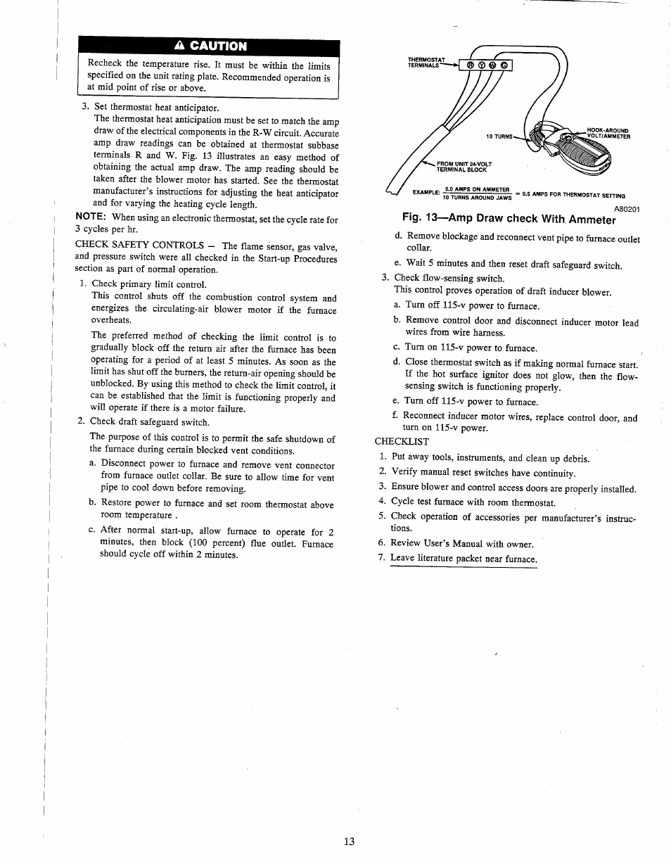 A caution | Carrier WEATHERMAKER 8000 58WAV User Manual | Page 13 / 14