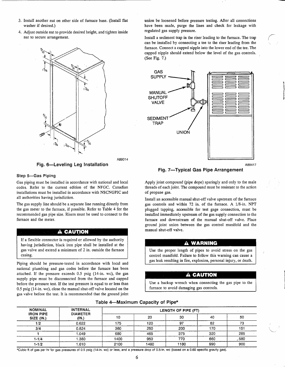 A caution, A warning | Carrier WEATHERMAKER 8000 58WAV User Manual | Page 6 / 14