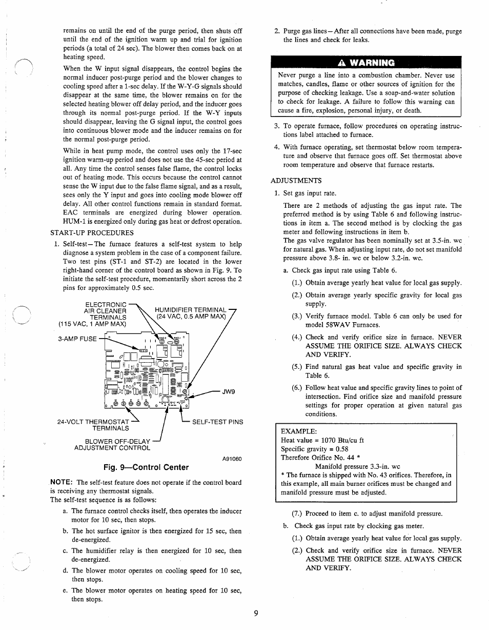 A warning | Carrier WEATHERMAKER 8000 58WAV User Manual | Page 9 / 14