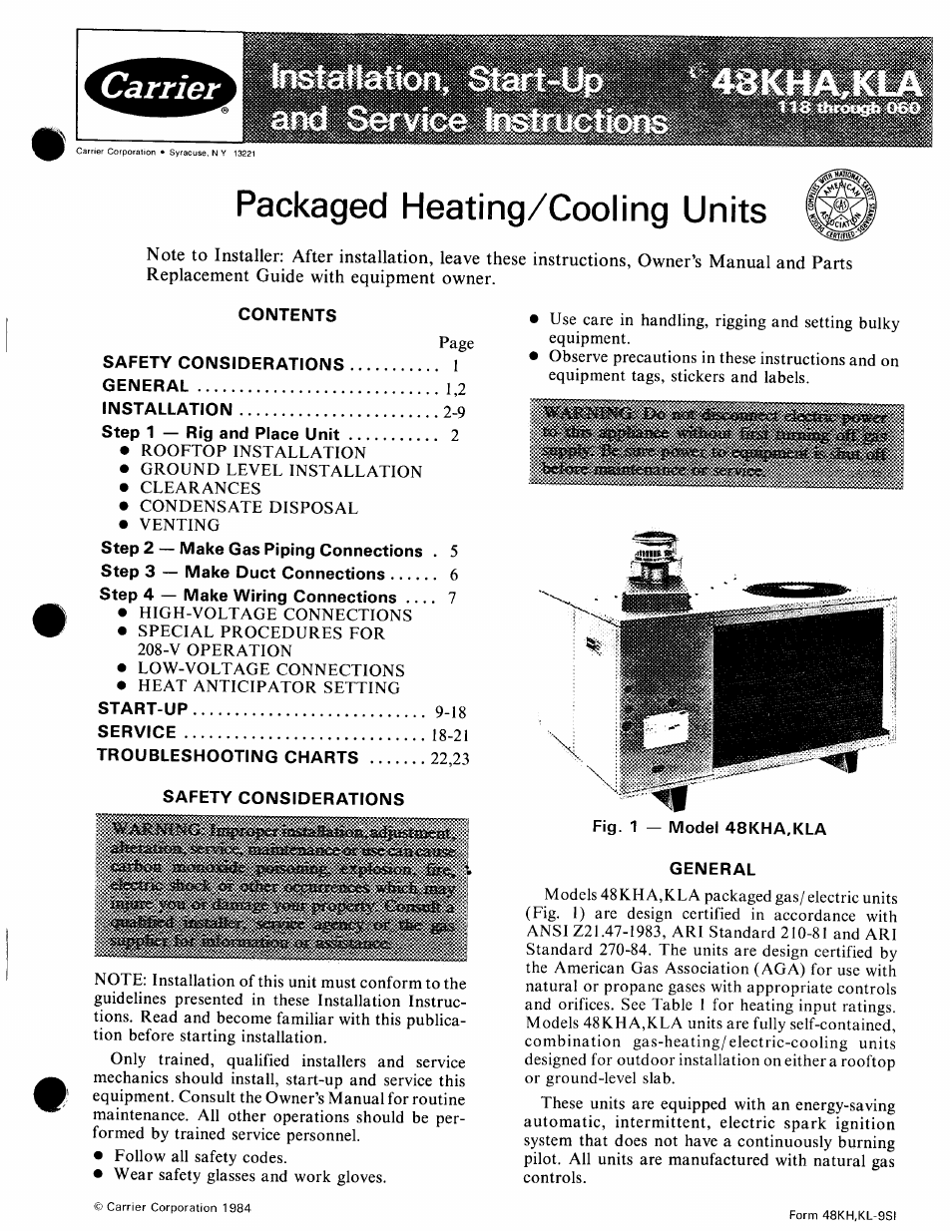 Carrier 48KHA User Manual | 24 pages