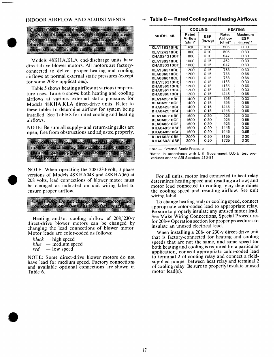 Indoor airflow and adjustments | Carrier 48KHA User Manual | Page 17 / 24