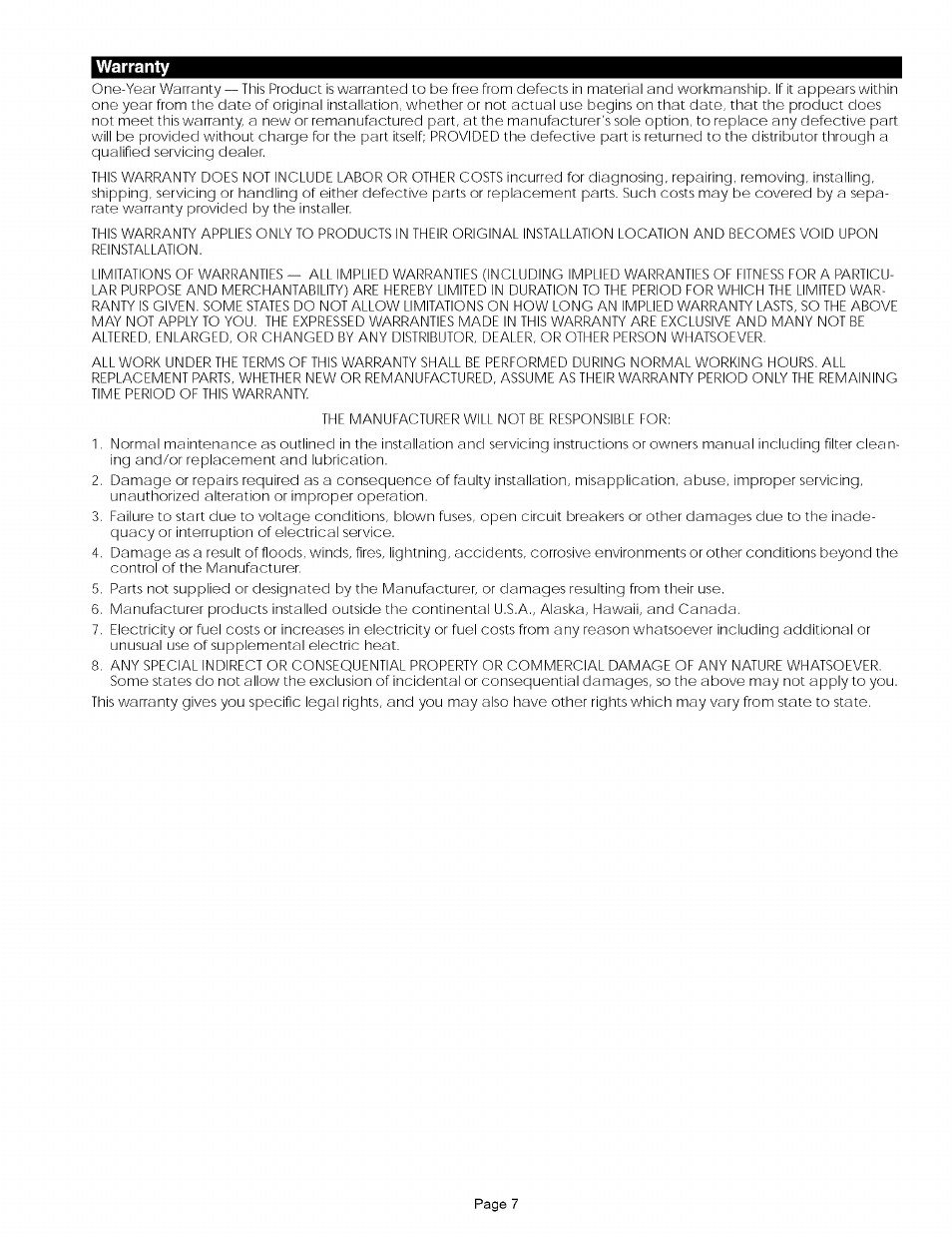 Warranty | Carrier 53DFS250-FS User Manual | Page 7 / 8