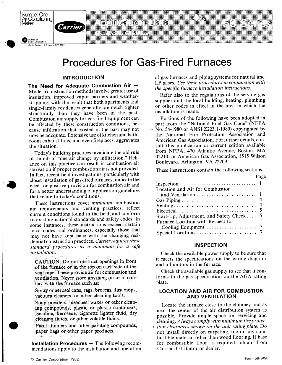 Carrier 58 Series User Manual | 8 pages