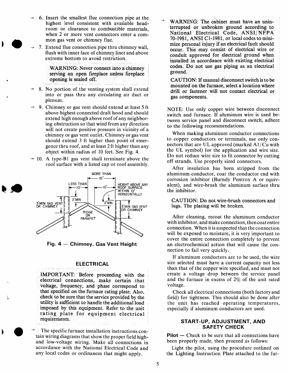 Electrical, Start-up, adjustment, and safety check | Carrier 58 Series User Manual | Page 5 / 8