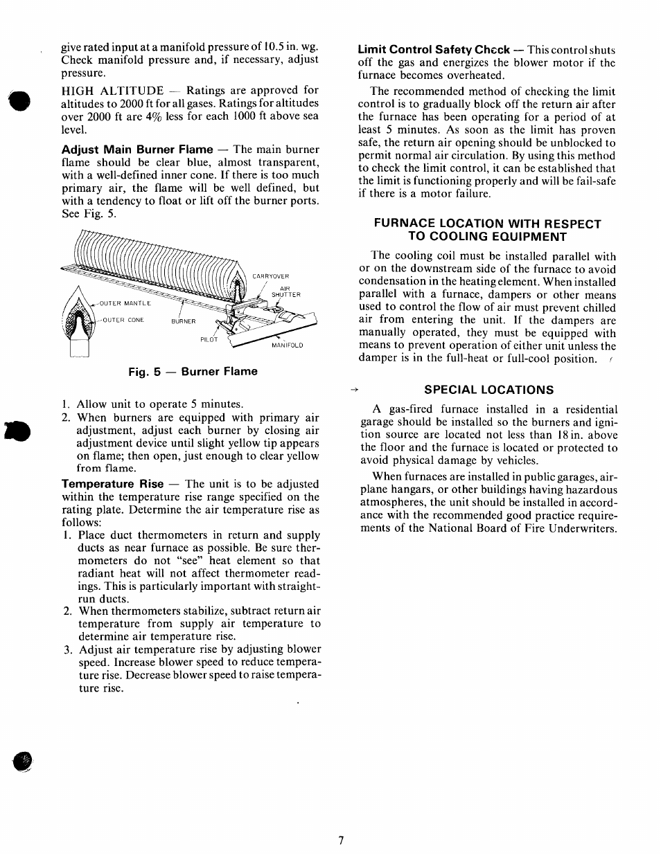 Furnace location with respect to cooling equipment, Special locations | Carrier 58 Series User Manual | Page 7 / 8