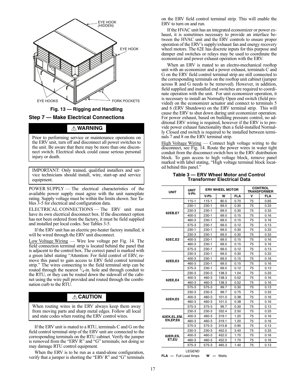 Step 7 — make electrical connections, Warning, Caution | Carrier 62E User Manual | Page 17 / 40