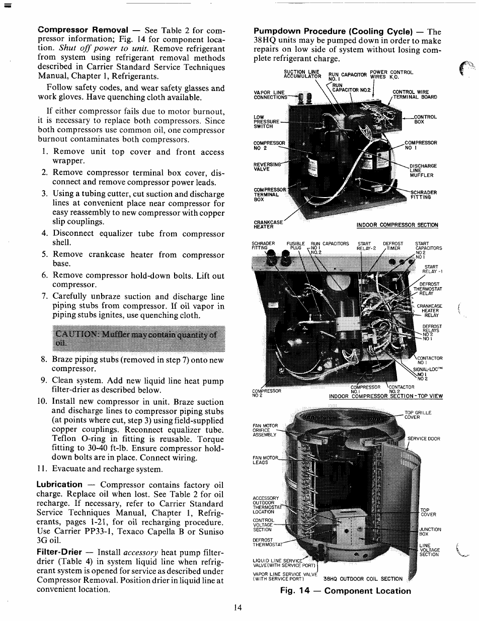 Pumpdown procedure (cooling cycle) — the | Carrier WEATHERMASTER III 38HQ User Manual | Page 14 / 19