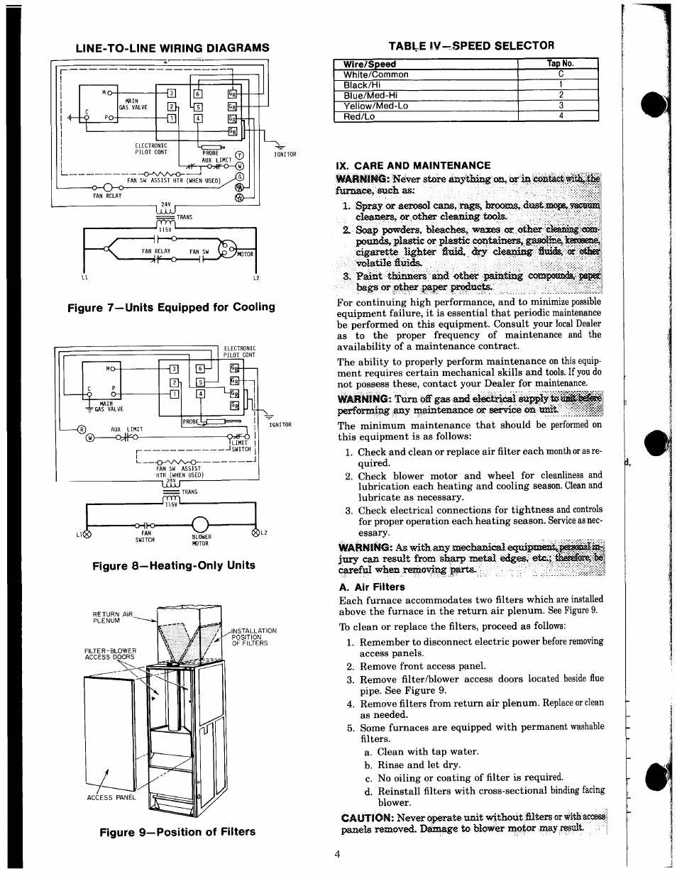 Line-to-line wiring diagrams, Table iv-speed selector | Carrier 58DE User Manual | Page 4 / 5