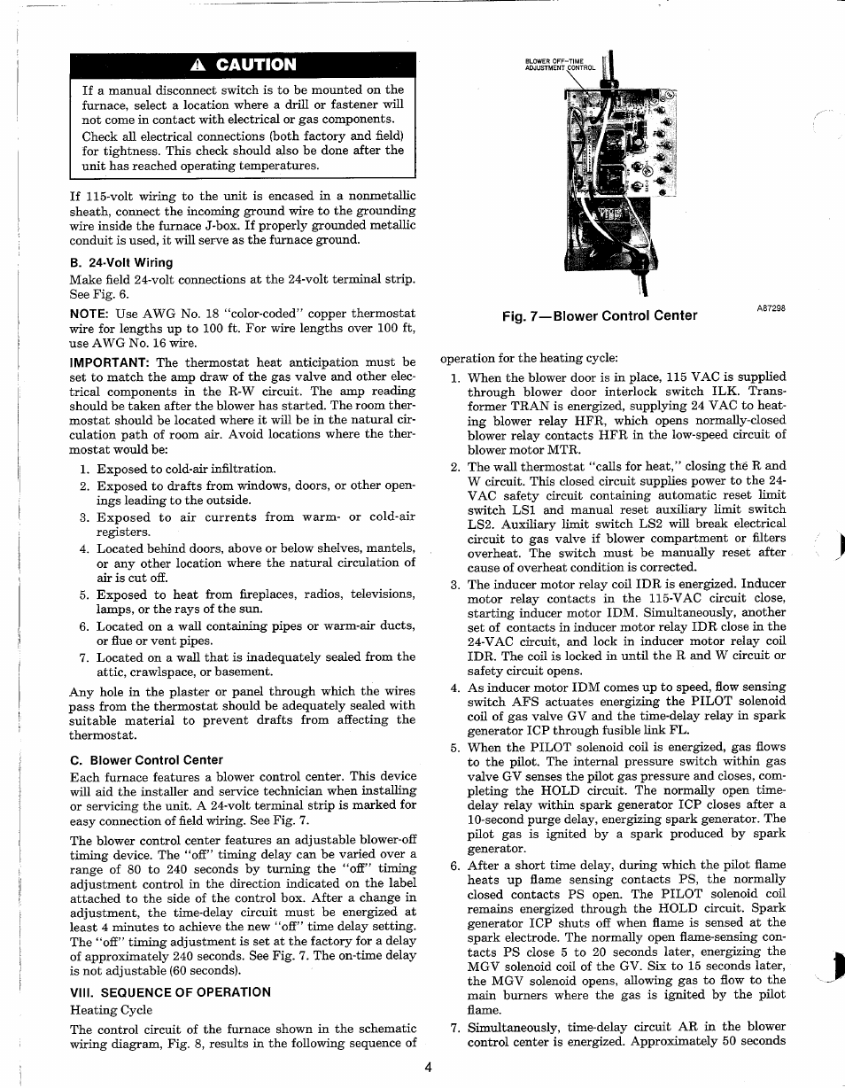 A caution | Carrier 58DX User Manual | Page 4 / 10