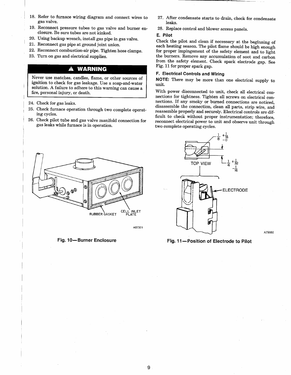 A warning, Fig. 10—burner enclosure | Carrier 58DX User Manual | Page 9 / 10