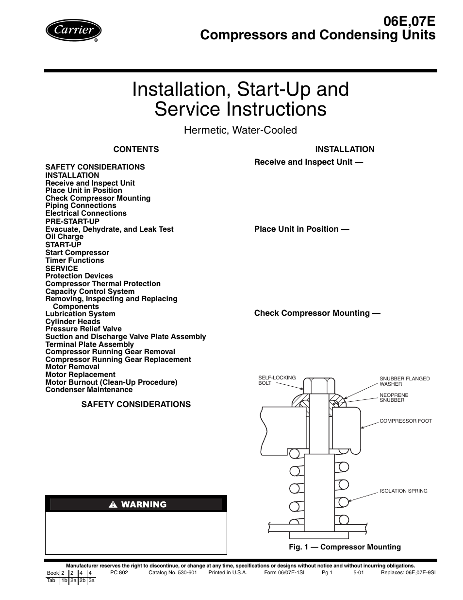 Carrier Compressor and Condensing Unit User Manual | 20 pages