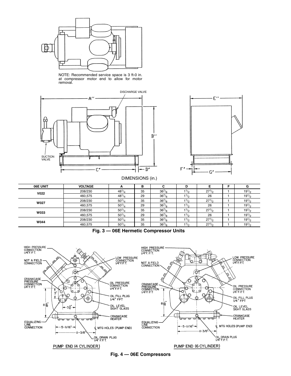 Dimensions (in.) | Carrier Compressor and Condensing Unit User Manual | Page 4 / 20