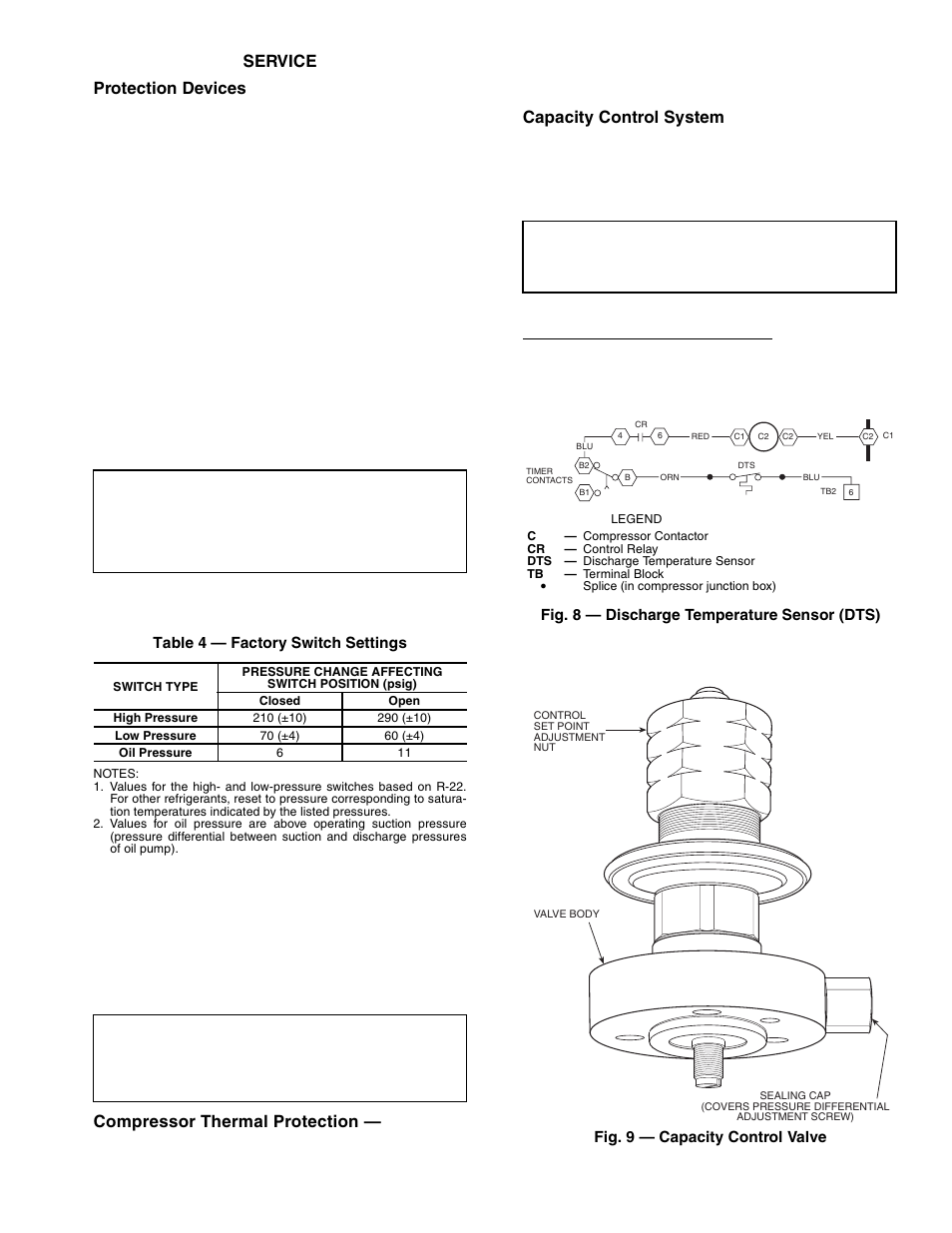 Service protection devices, Compressor thermal protection, Capacity control system | Carrier Compressor and Condensing Unit User Manual | Page 9 / 20