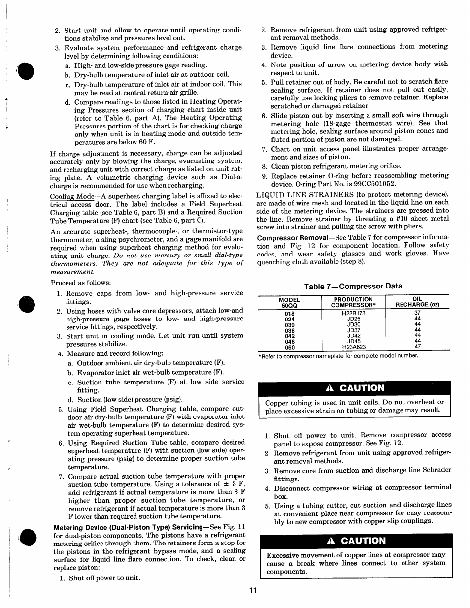 A caution | Carrier 50QQ User Manual | Page 11 / 16