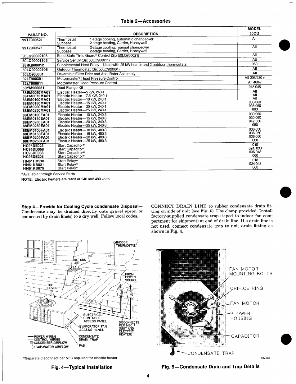 Step 4—provide for cooling cycle, Condensate disposal | Carrier 50QQ User Manual | Page 4 / 16