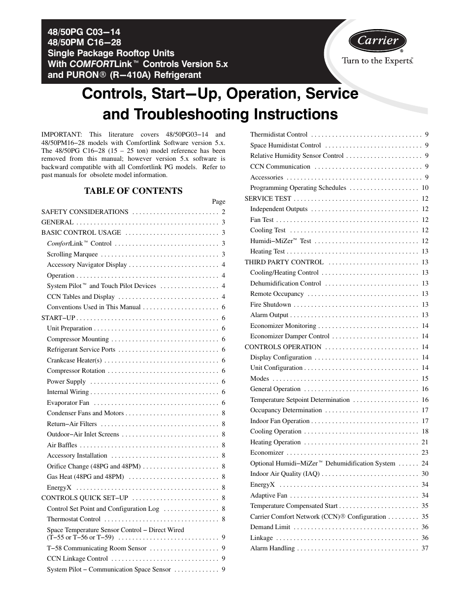 Carrier 48/50PM C16-28 User Manual | 188 pages