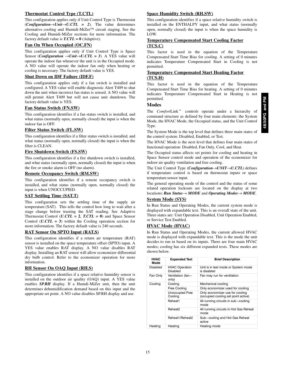 Modes | Carrier 48/50PM C16-28 User Manual | Page 15 / 188