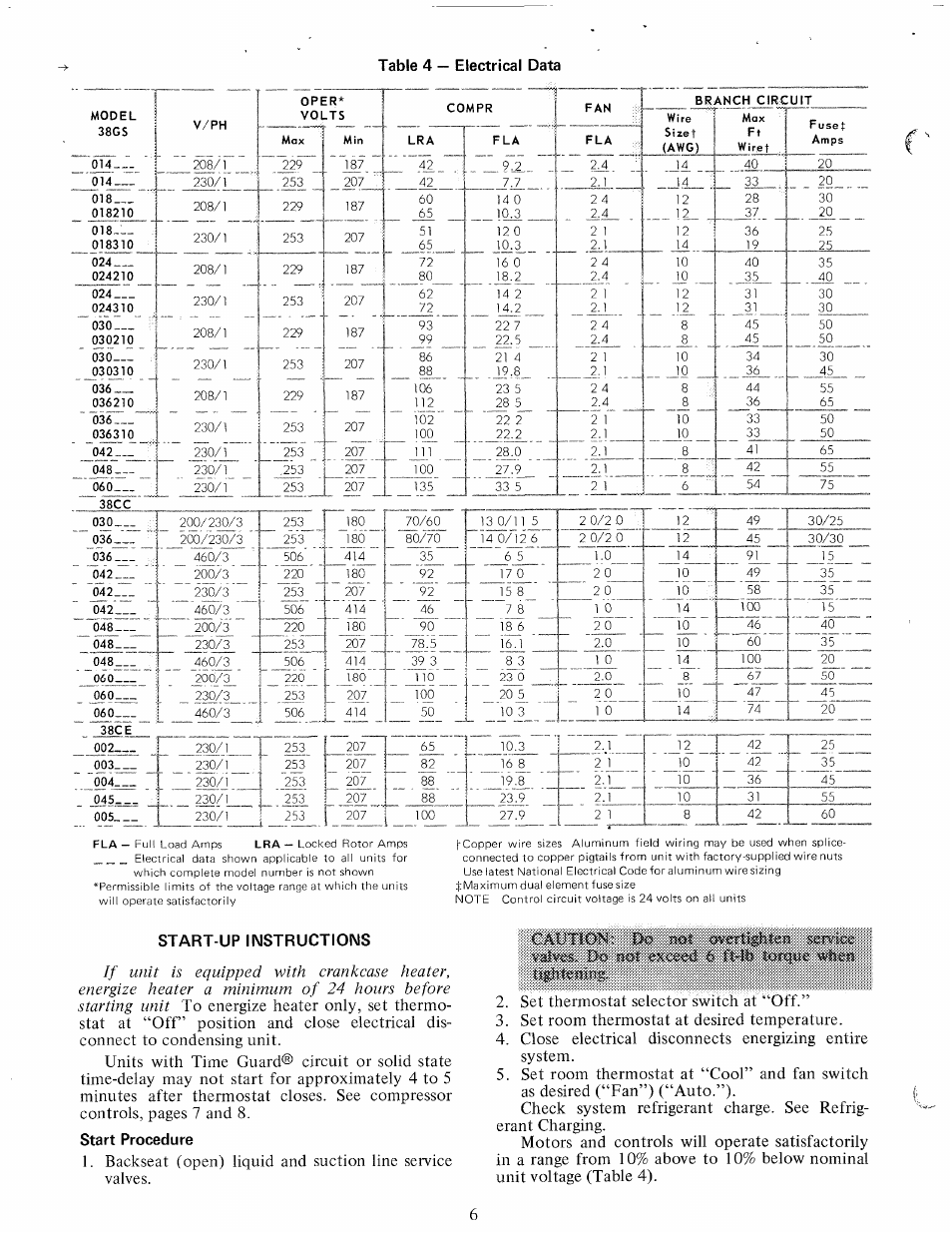 Start-up instructions, Start procedure, Fi-lb lorquc »hen | Carrier 38GS User Manual | Page 6 / 16