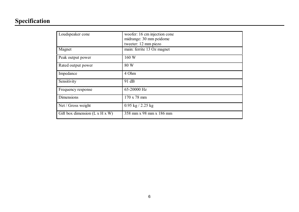 Specification | Hyundai H-CSB603 User Manual | Page 6 / 12