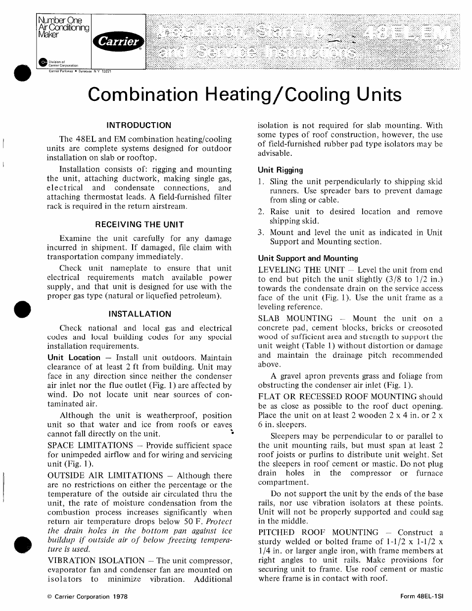 Carrier 48EL User Manual | 11 pages