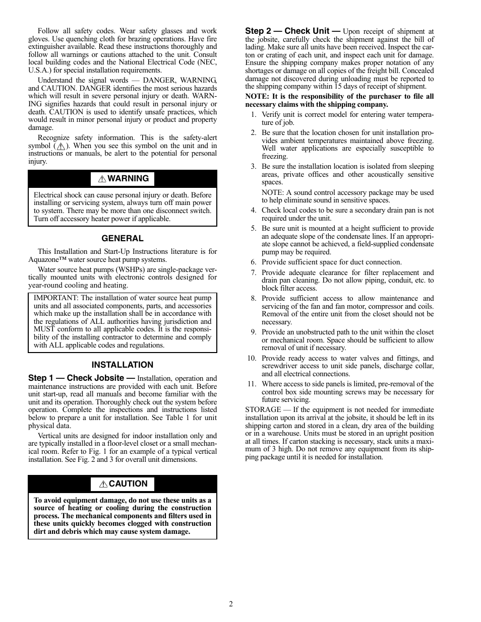 Carrier AQUAZONE 50VQP084-300 User Manual | Page 2 / 48