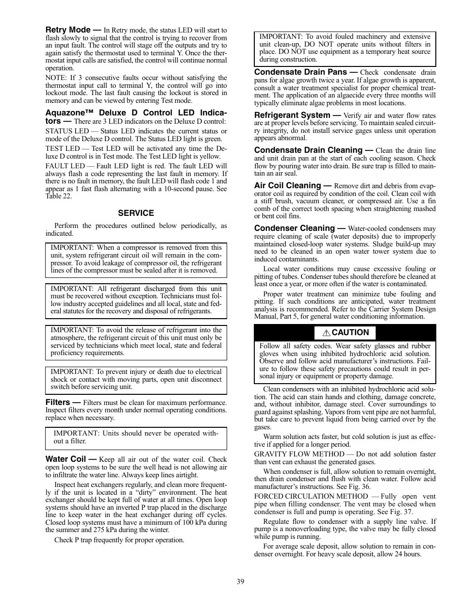 Carrier AQUAZONE 50VQP084-300 User Manual | Page 39 / 48