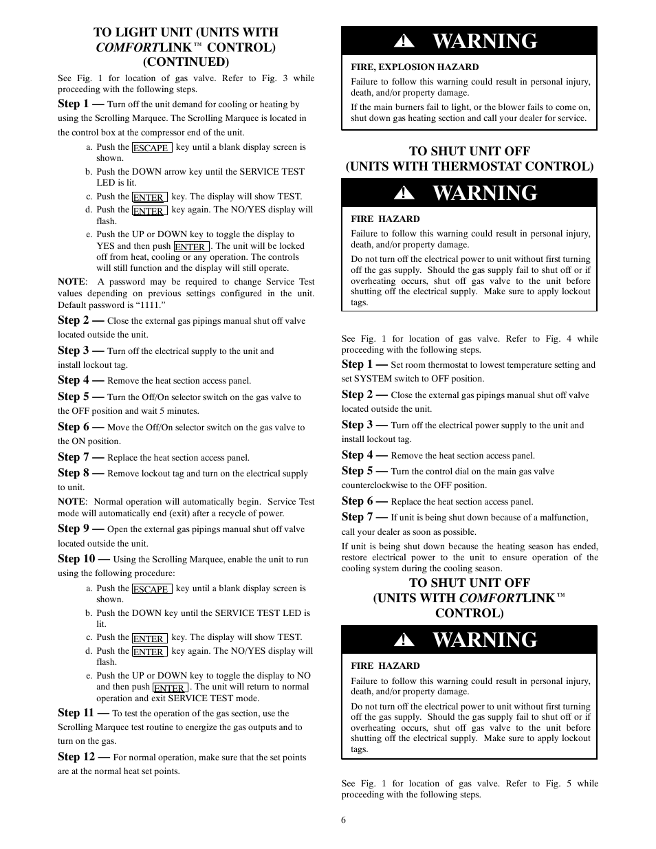 Warning | Carrier 48PG20---28 User Manual | Page 6 / 11