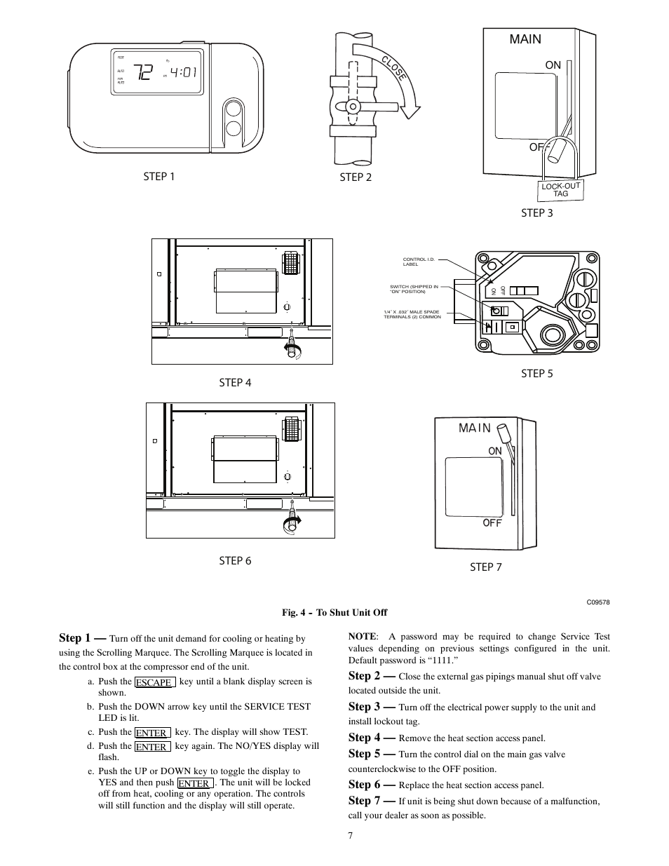 Main, Step 1, Step 2 | Step 3, Step 4, Step 5, Step 6, Step 7 | Carrier 48PG20---28 User Manual | Page 7 / 11