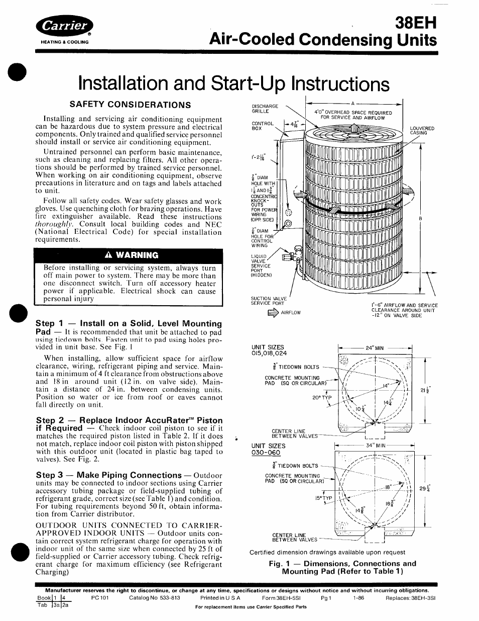 Carrier 38EH User Manual | 6 pages