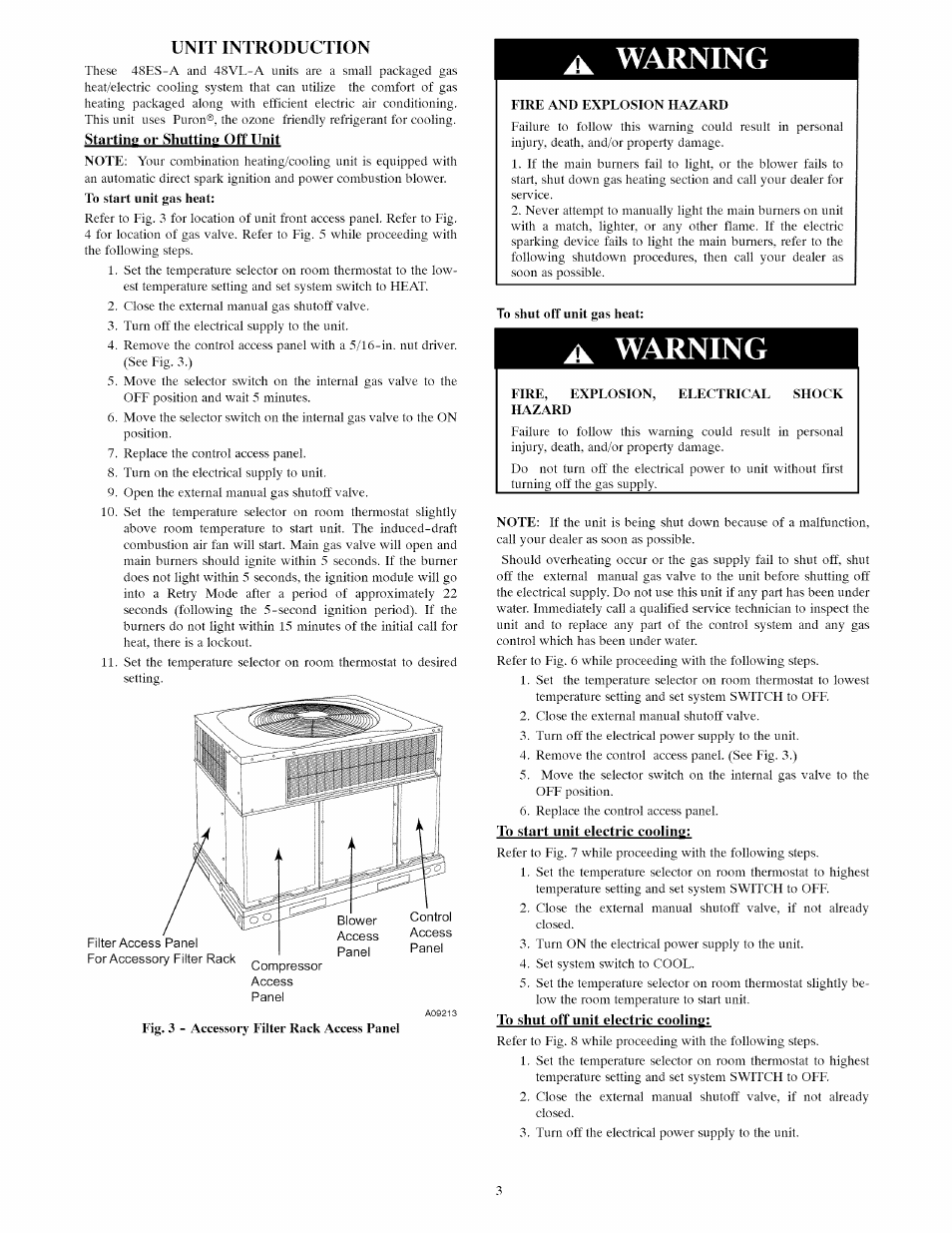 Warning, Unit introduction | Carrier 48VL-A User Manual | Page 3 / 8