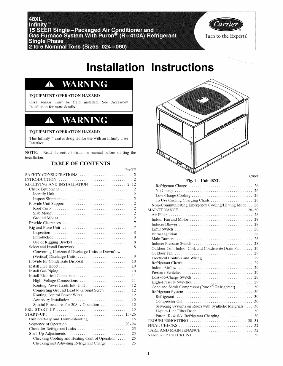 Carrier 48XL User Manual | 36 pages