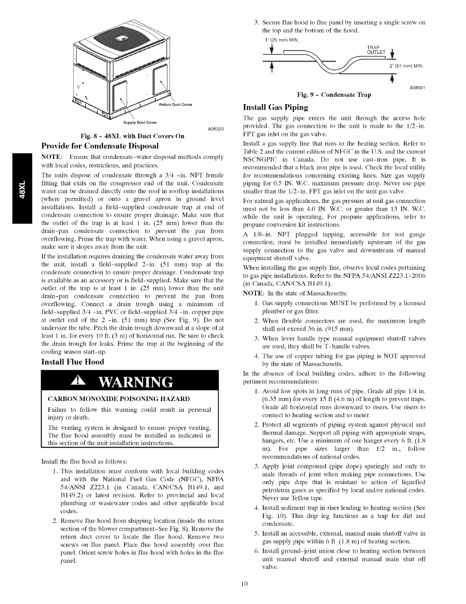 Warning | Carrier 48XL User Manual | Page 10 / 36