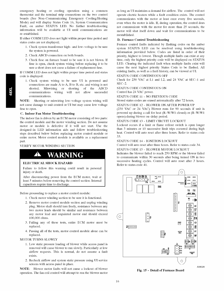 Warning | Carrier 48XL User Manual | Page 16 / 36