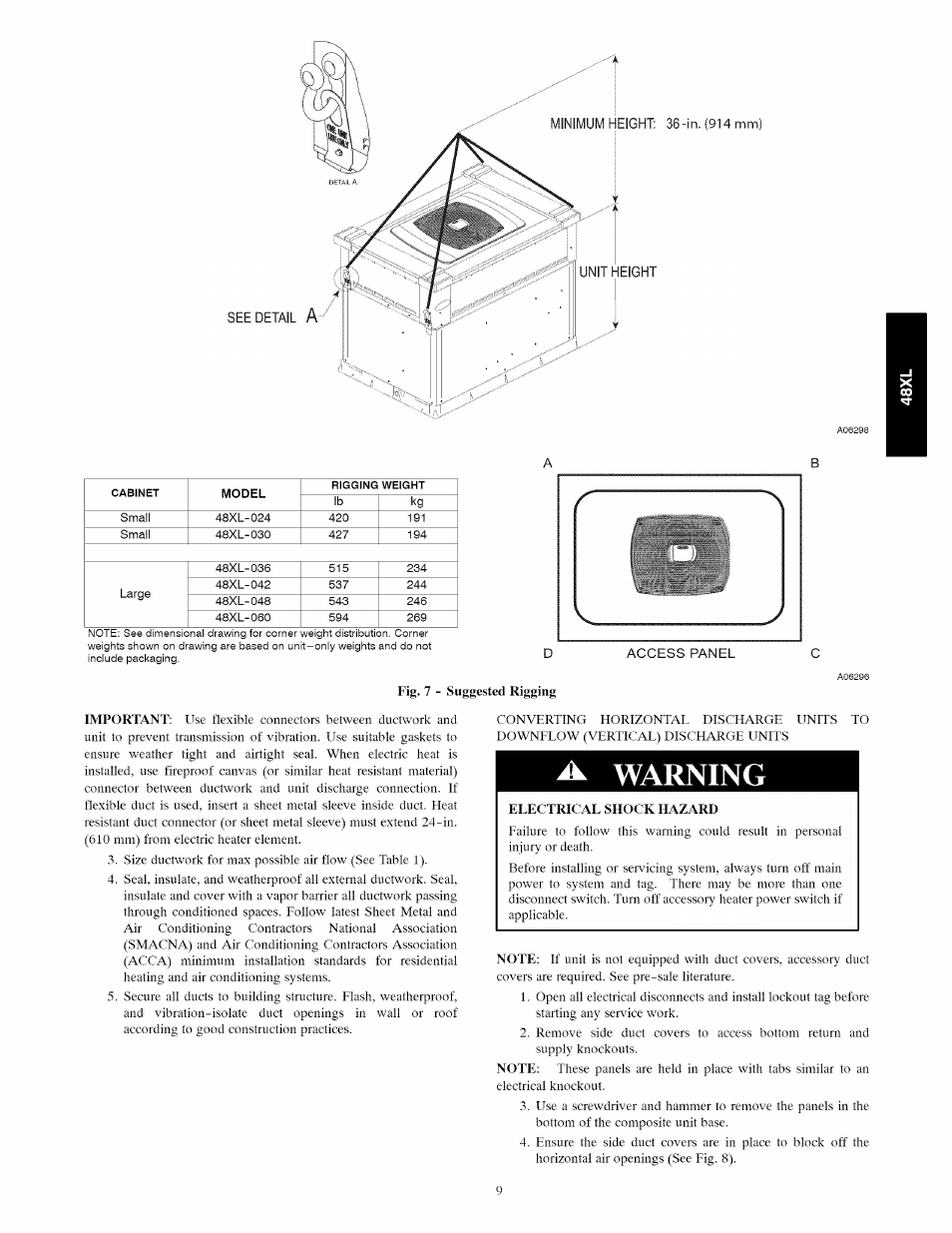 A. warning | Carrier 48XL User Manual | Page 9 / 36