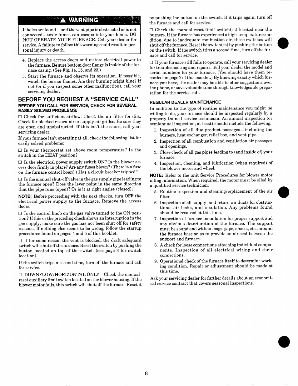 Before you request a “service call | Carrier 58ZAV User Manual | Page 8 / 10