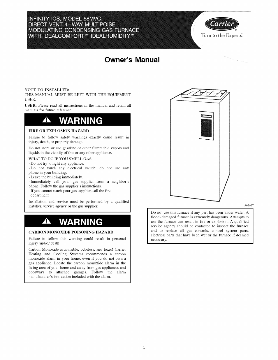 Carrier INFINITY ICS 58MVC User Manual | 14 pages