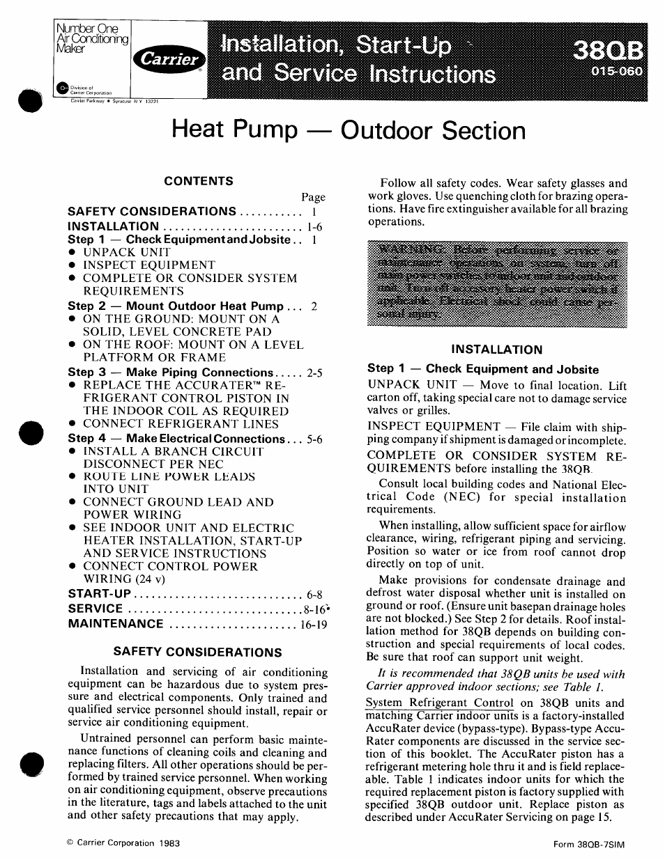 Carrier 38QB User Manual | 20 pages