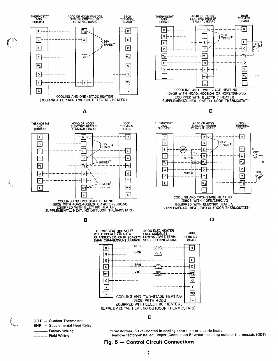 Fig. 5 — control circuit connections | Carrier 38QB User Manual | Page 7 / 20