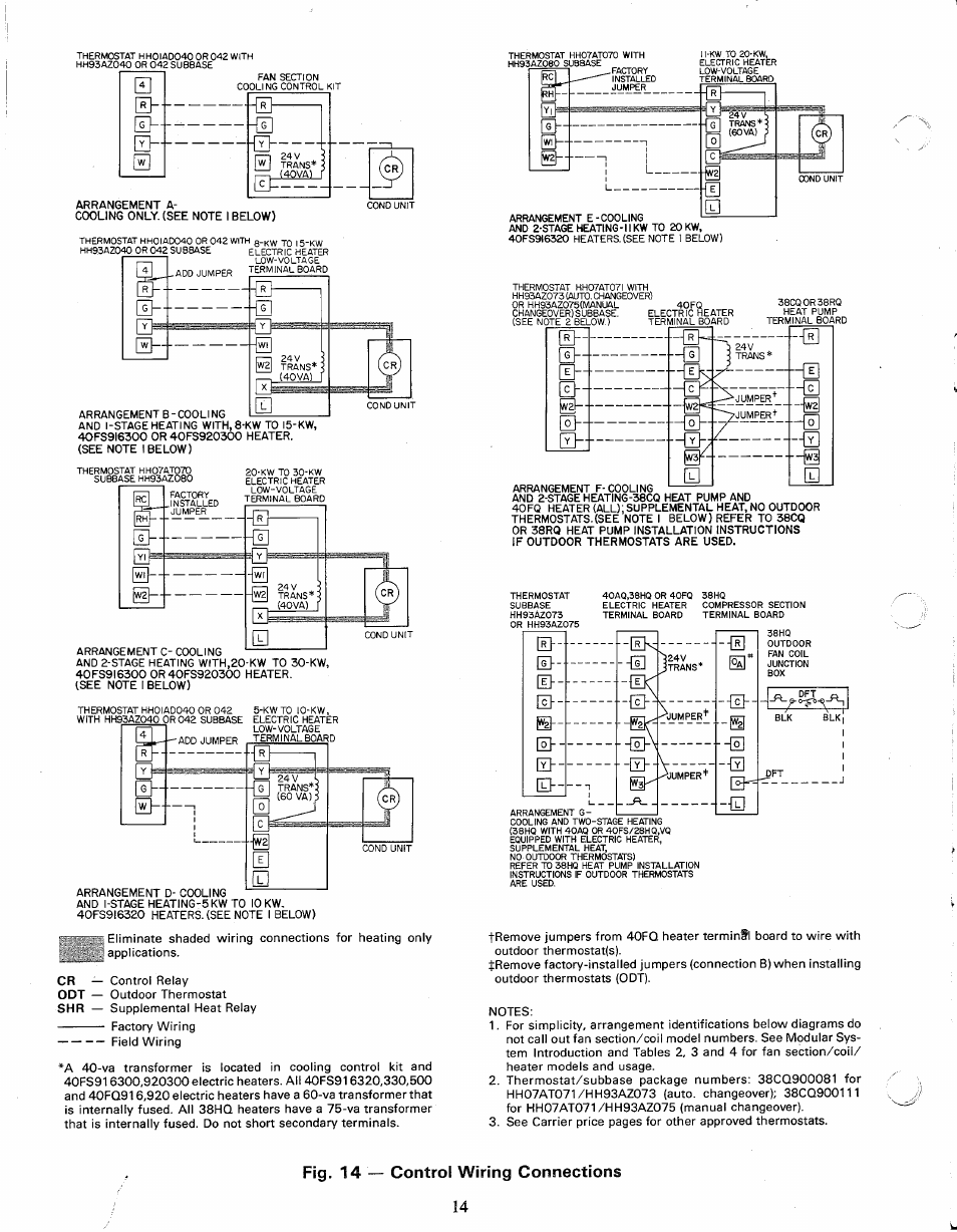 Fig. 14 — control wiring connections | Carrier 40FS User Manual | Page 14 / 18