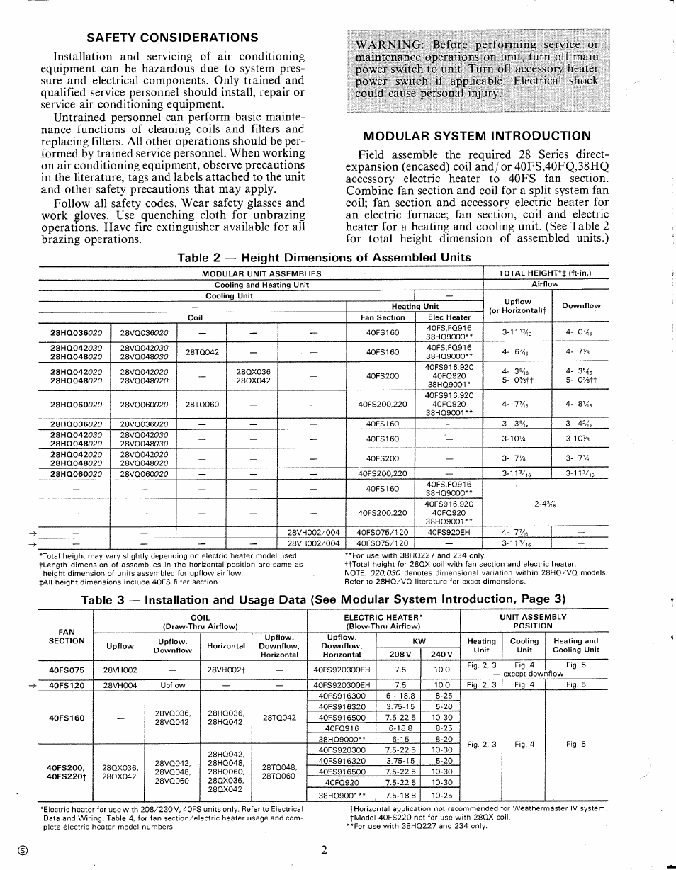 Safety considerations, Modular system introduction | Carrier 40FS User Manual | Page 2 / 18