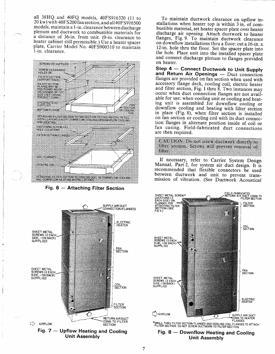Fig. 7, Upflow heating and cooling unit assembly | Carrier 40FS User Manual | Page 7 / 18
